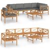 vidaXL Set de muebles de jard&iacute;n 7 pzas madera de teca y cojines gris