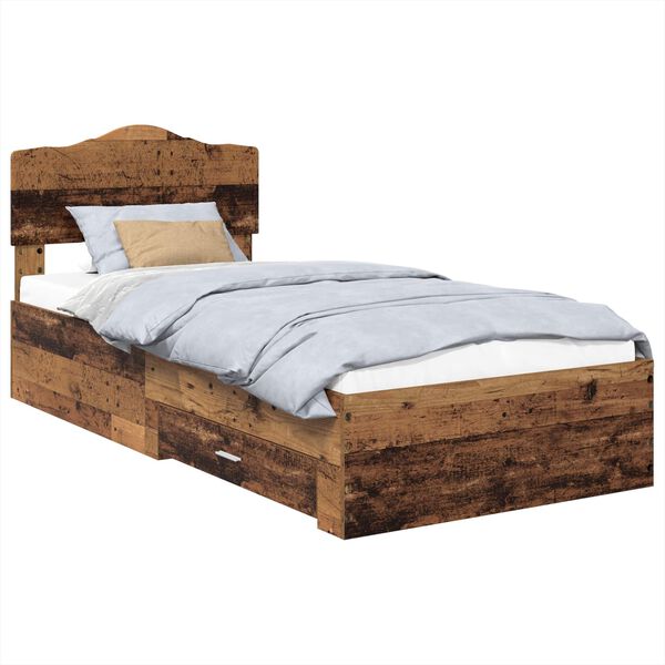 vidaXL Estructura de cama con cabecera Madera vieja 100 x 200 cm