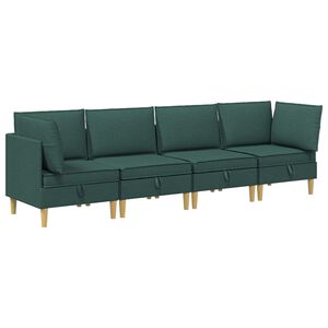 vidaXL Juego de sof&aacute; modular con almacenamiento 4 uds. Verde oscuro