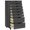 vidaXL Cajonera con ruedas MOSS madera maciza de pino gris
