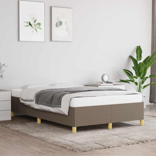 vidaXL Estructura de cama sin colch&oacute;n tela gris taupe 120x190 cm