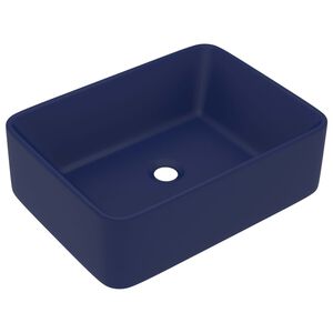 vidaXL Lavabo de lujo de cer&aacute;mica azul oscuro mate 41x30x12 cm