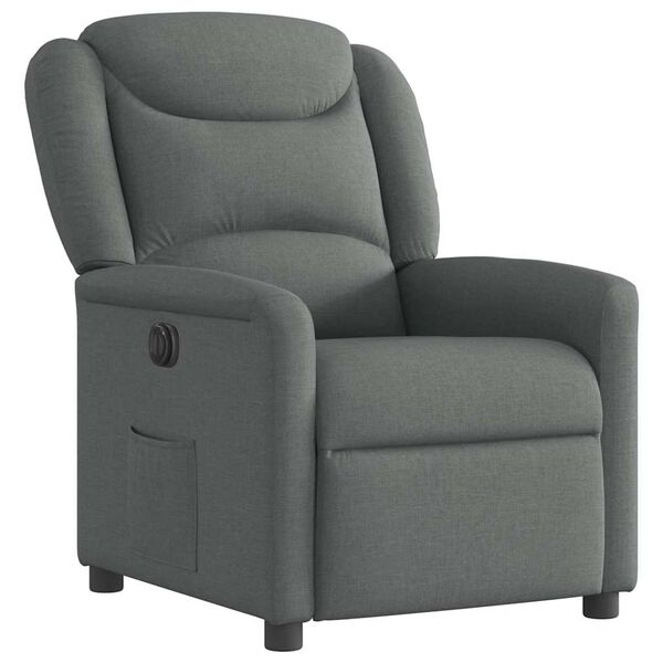 vidaXL Sill&oacute;n reclinable el&eacute;ctrico de tela gris oscuro