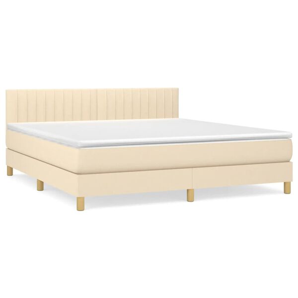 vidaXL Cama box spring con colch&oacute;n tela color crema 160x200 cm