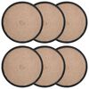 vidaXL Manteles de yute 6 uds. Natural y negro 100% yute tosas