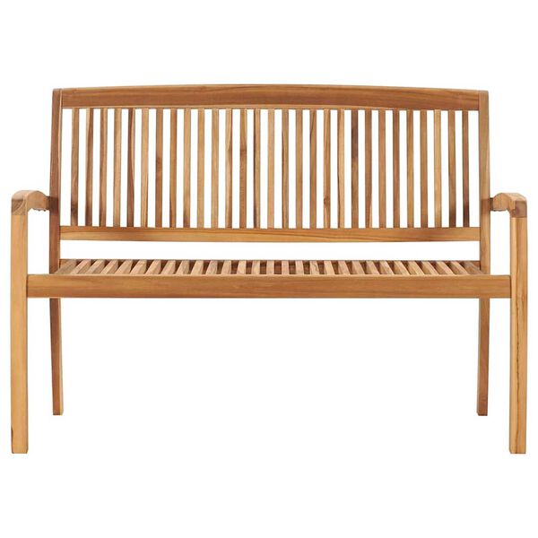 vidaXL Banco de jard&iacute;n apilable y coj&iacute;n madera maciza de teca 128,5 cm