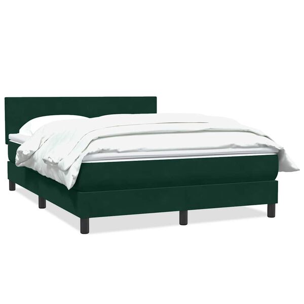 vidaXL Cama box spring con colch&oacute;n terciopelo verde oscuro 160x220 cm