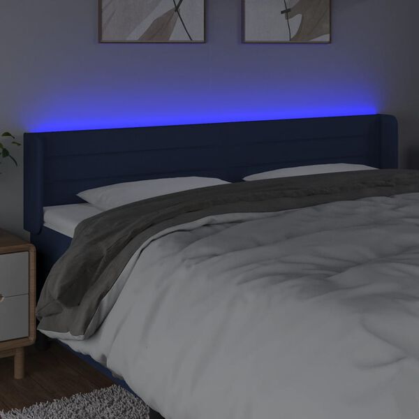 vidaXL Cabecero con LED de tela azul 183x16x78/88 cm