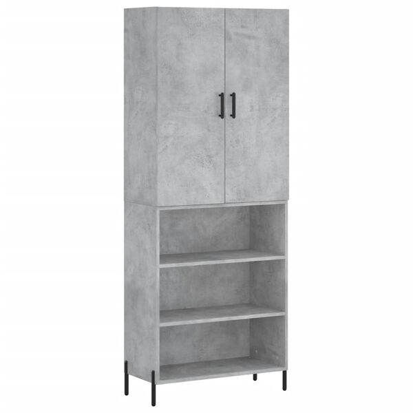 vidaXL Aparador alto madera contrachapada gris hormig&oacute;n 69,5x34x180 cm