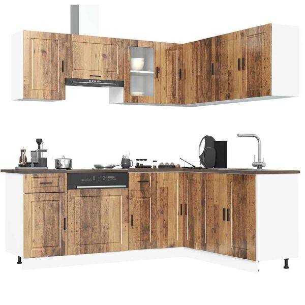 vidaXL Mueble cocina Porto madera vieja 11 pzas madera contrachapada