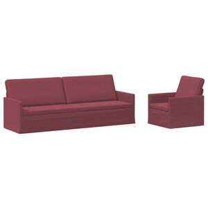 vidaXL Juego de Sof&aacute; 2 pcs Rojo vino Tela