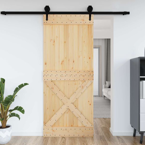 vidaXL Puerta NARVIK Natural 95 x 210 cm Madera de Pino S&oacute;lido