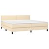 vidaXL Cama box spring colch&oacute;n y luces LED tela crema 200x200 cm
