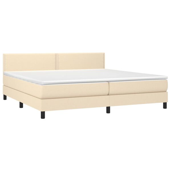vidaXL Cama box spring colch&oacute;n y luces LED tela crema 200x200 cm