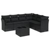 vidaXL Set de comedor de jard&iacute;n 7 pzas y cojines rat&aacute;n sint&eacute;tico negro