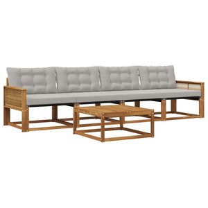 vidaXL Conjunto de sof&aacute;s de exterior 5 pcs Natural y Gris Claro