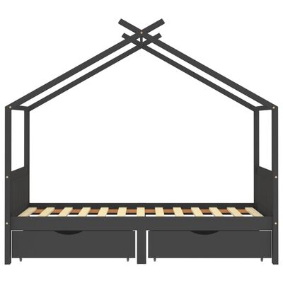 vidaXL Estructura de cama infantil y cajones madera pino gris 90x200cm