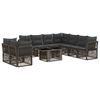 vidaXL Conjunto de sof&aacute;s de jard&iacute;n 10 uds. Gris rat&aacute;n sint&eacute;tico