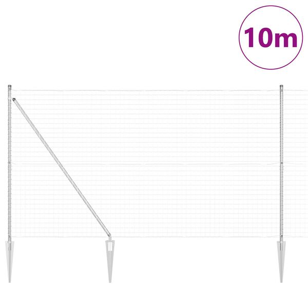 vidaXL Valla con Poste Plateado 1,5 x 10 m Acero