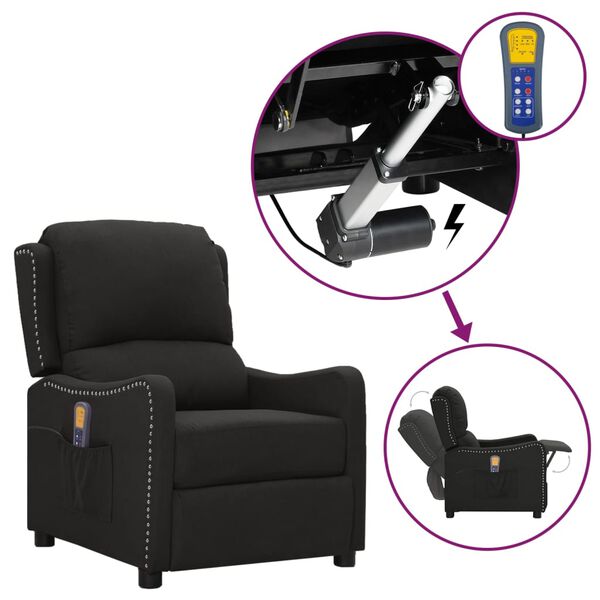 vidaXL Sill&oacute;n de masaje elevable tela negro