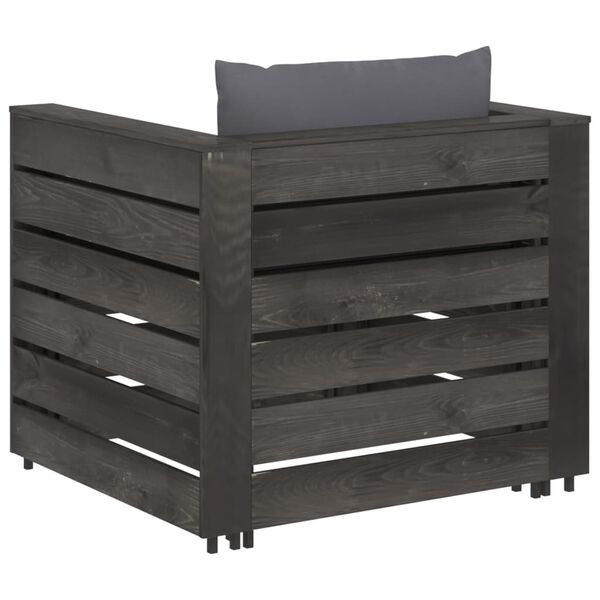 vidaXL Muebles de jard&iacute;n 2 piezas con cojines madera impregnada gris