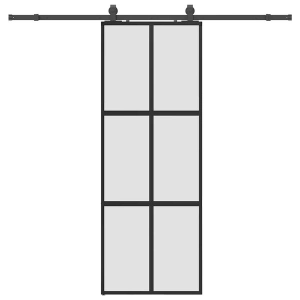 vidaXL Puerta corredera con herrajes negro 76x205 cm vidrio templado