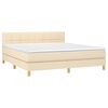 vidaXL Cama box spring con colch&oacute;n tela color crema 160x200 cm
