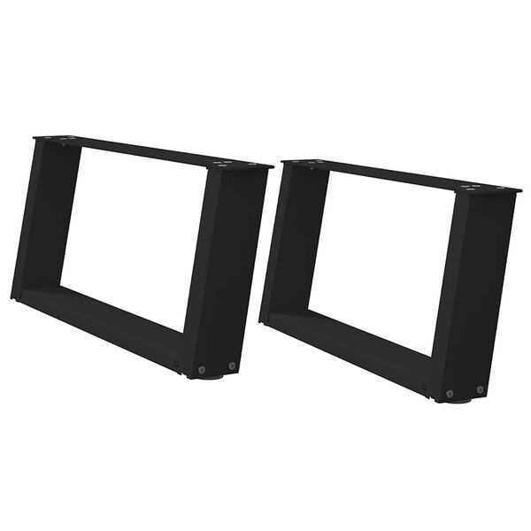 vidaXL Patas para mesa de centro en forma de U (2 unidades), color negro, 60 x (30-31) cm, acero