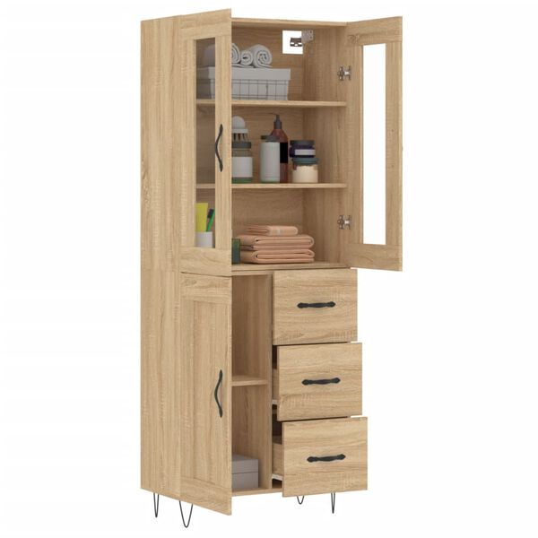 vidaXL Aparador alto madera contrachapada color roble 69,5x34x180 cm