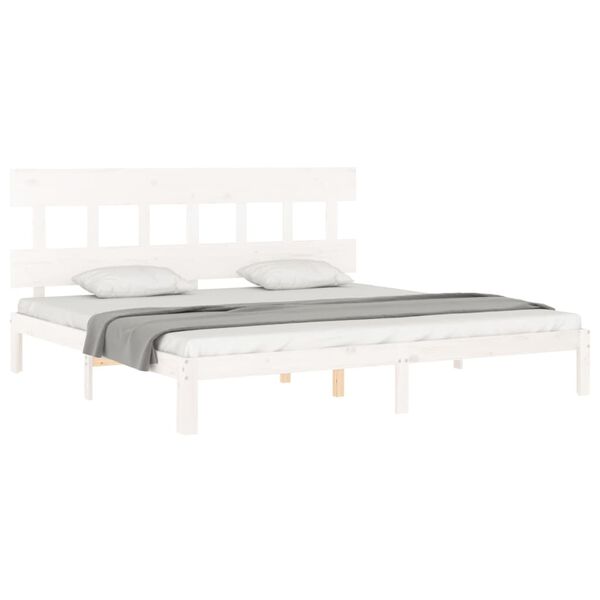 vidaXL Estructura de cama sin colch&oacute;n madera maciza blanca 200x200 cm