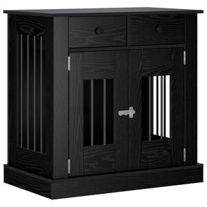 vidaXL Mueble para jaula de perro Roble Negro 80 x 47,5 x 80 cm