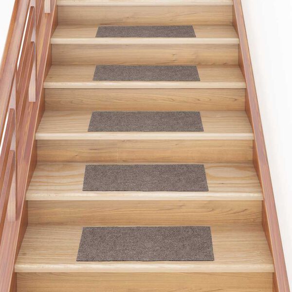 vidaXL Felpudos autoadhesivos para escaleras, 30 unidades, 60 x 25 cm, beige, rectangulares