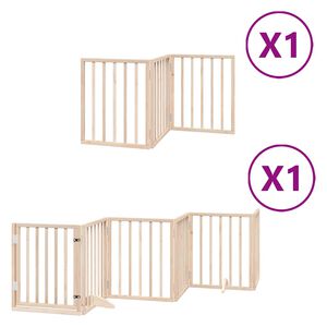 vidaXL Puerta para perros plegable 9 paneles madera de &aacute;lamo 450 cm