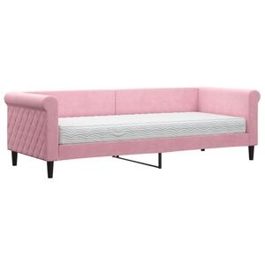 vidaXL Sof&aacute; cama con colch&oacute;n terciopelo rosa 80x200 cm