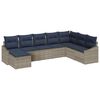 vidaXL Conjunto de sof&aacute; de jard&iacute;n 8 pcs Gris y marino rat&aacute;n sint&eacute;tico