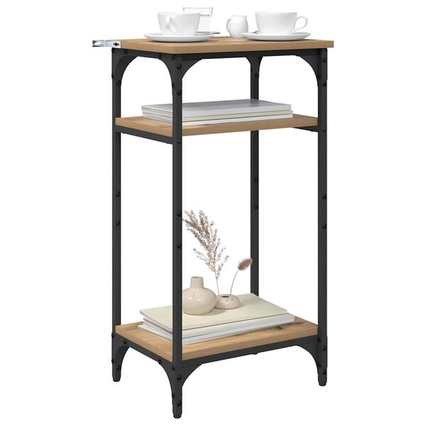 vidaXL Mesa lateral con estante Manual Roble artesanal 40 x 30 x 75 cm
