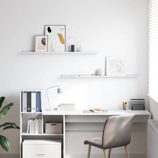 vidaXL Estante de pared con estante 2 pcs M&aacute;rmol 115 x 9 x 3 cm