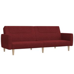 vidaXL Sof&aacute; cama de 2 plazas tela rojo tinto