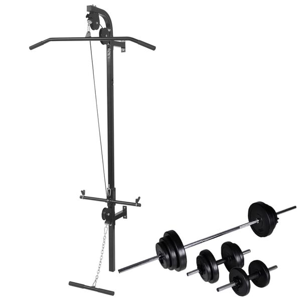 vidaXL Máquina musculación Power Tower con pesas y mancuernas 30,5 kg