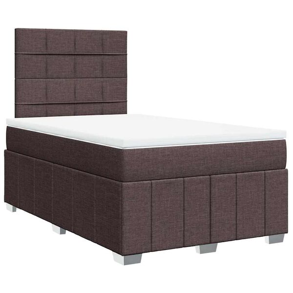 vidaXL Cama box spring con colch&oacute;n tela marr&oacute;n oscuro 120x190 cm