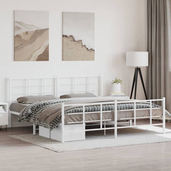 vidaXL Estructura cama sin colchón con estribo metal blanco 200x200 cm