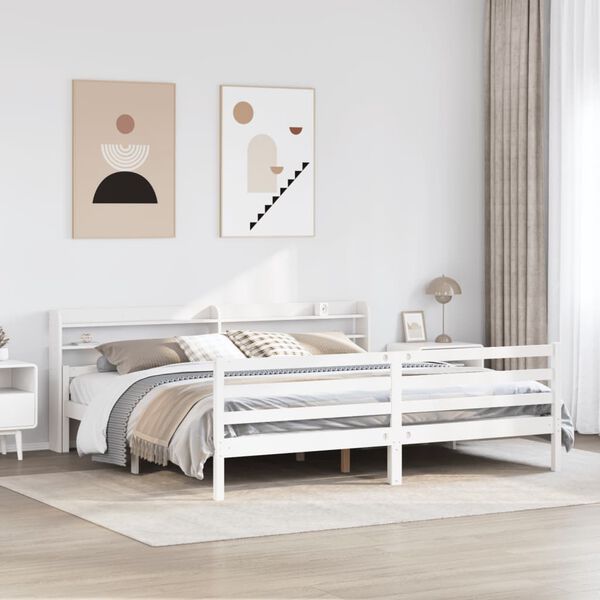 vidaXL Estructura de cama con cabecero sin colch&oacute;n blanco 200x200 cm