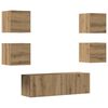 vidaXL Mueble para TV de pared madera contrachapada artesanal 5 piezas