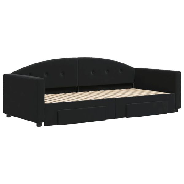 vidaXL Sof&aacute; cama nido con cajones terciopelo negro 90x190 cm