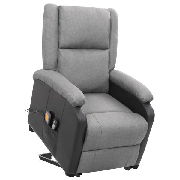 vidaXL Sillón de masaje elevable tela gris claro