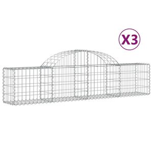 vidaXL Cestas de gaviones 3 uds forma de arco hierro 200x30x40/60 cm