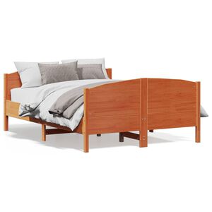 vidaXL Cama sin colch&oacute;n madera maciza de pino marr&oacute;n cera 140x200 cm
