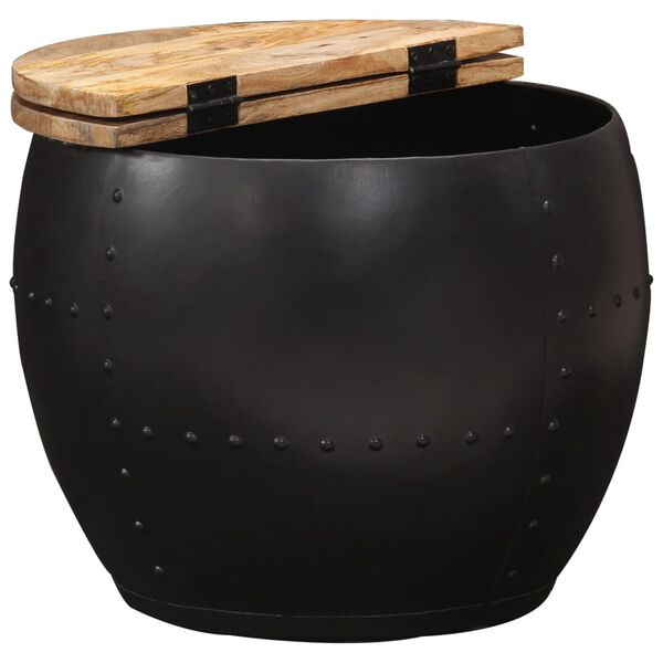 vidaXL Mesa de centro redonda de madera maciza de mango 53x43 cm