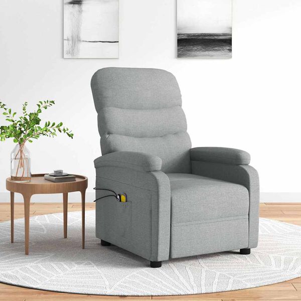 vidaXL Sill&oacute;n de masaje el&eacute;ctrico tela gris claro