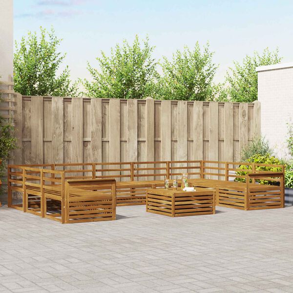 vidaXL Juegos de sof&aacute;s 10 pcs Natural Madera de Acacia S&oacute;lida